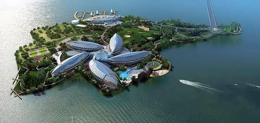 تصميم معماري حديث على الماء