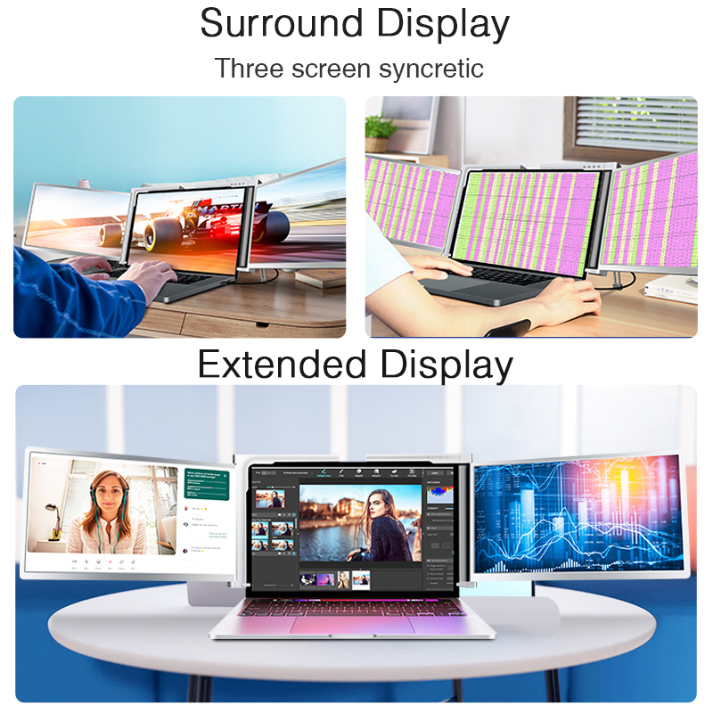 Portable Tri-screen Monitor with USB-C or USB-A(S600) - Image 3