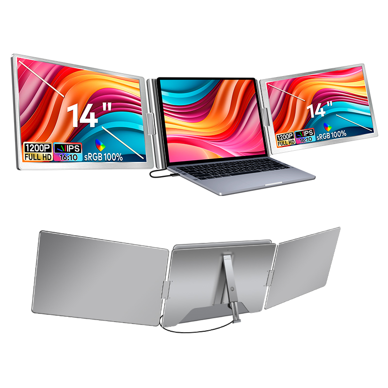 ⁦Portable Tri-screen Monitor with USB-C or USB-A（S688）⁩ - الصورة ⁦1⁩