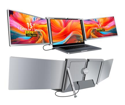 Portable Tri-screen Monitor with USB-C or USB-A(S600)
