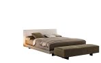 Full-Grain Leather Bed｜Siberian LFloating Design Bed｜Russian Pine Frame｜Saddle Leather & Linen｜2 Size Options​​