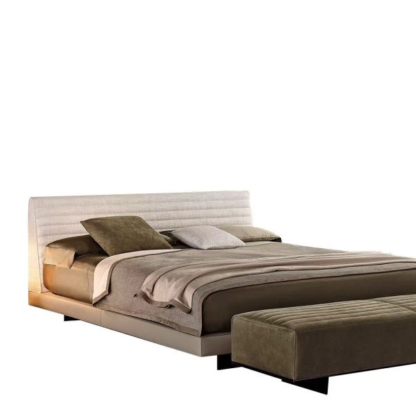 Full-Grain Leather Bed｜Siberian LFloating Design Bed｜Russian Pine Frame｜Saddle Leather & Linen｜2 Size Options​​