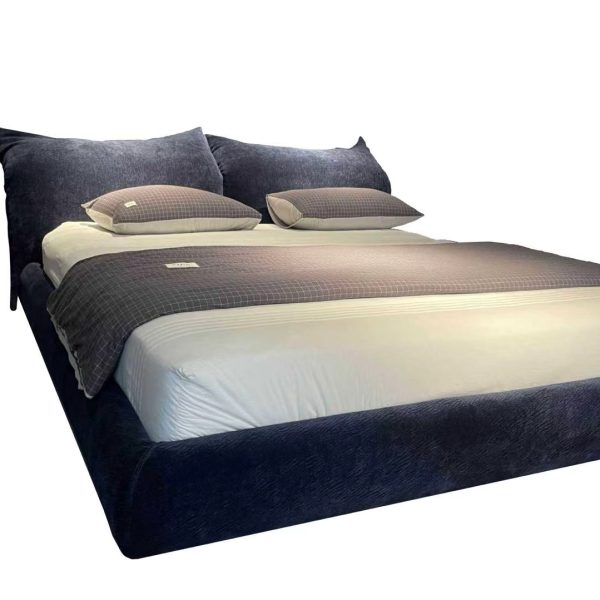 ​​Petals Curve Bed 2035｜267cm Floating Design｜Siberian Pine Frame｜Chenille Armor Fabric​​