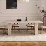 Natural Travertine Slab Dining Set｜Modern Stone Table & Chairs｜4 Sizes Stock Ready​​ - Image 2