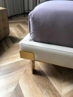 Golden Floating Bed 2038｜Russian Pine Frame｜Leather-PU Hybrid｜2 Sizes Stock​​ - Image 4