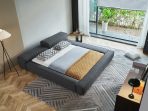 ⁦Linen Art Bed｜ZD-NORBERT-78｜Russian Pine Frame｜L-Shaped Wood Feet｜67cm Low Profile​​⁩ - الصورة ⁦2⁩