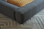 ⁦Linen Art Bed｜ZD-NORBERT-78｜Russian Pine Frame｜L-Shaped Wood Feet｜67cm Low Profile​​⁩ - الصورة ⁦4⁩