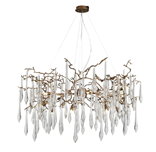 Branch Crystal Art Chandelier | Full Copper + Glass Nature - Inspired Luxury