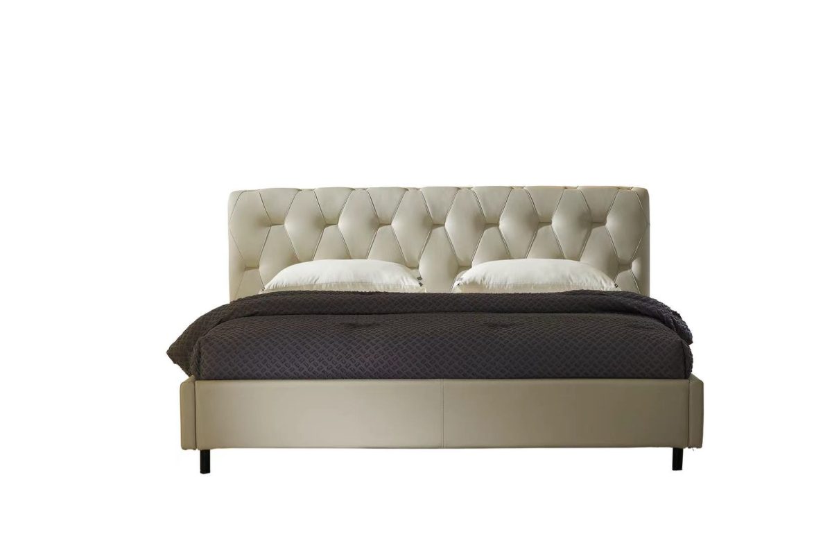 ​​SM-14 Full Leather Bed 2030｜Russian Pine Frame｜Gunmetal Legs｜Natuzzi Upgrade - Image 1