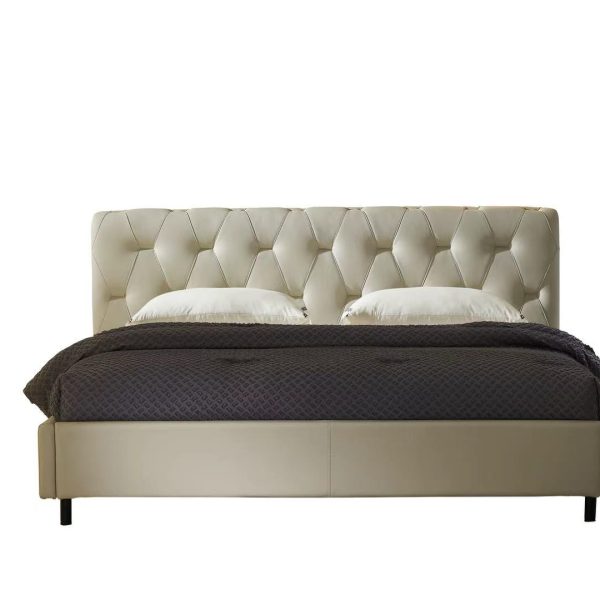 ​​SM-14 Full Leather Bed 2030｜Russian Pine Frame｜Gunmetal Legs｜Natuzzi Upgrade
