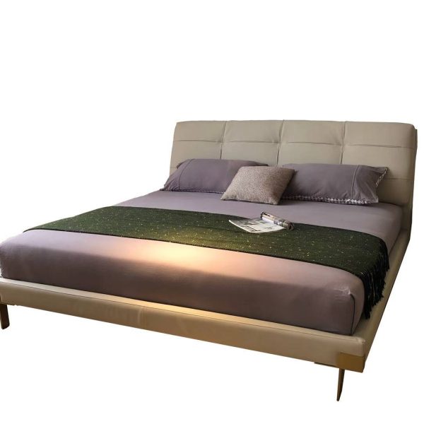 Golden Floating Bed 2038｜Russian Pine Frame｜Leather-PU Hybrid｜2 Sizes Stock​​