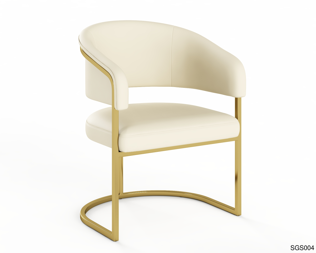 ⁦Luxury Tea Chair | Curved Gold/Grey Titanium Frame & Microfiber Leather⁩ - الصورة ⁦1⁩