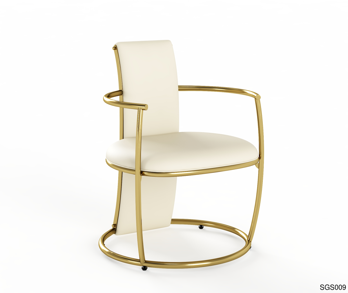Modern Circular Tea Chair | Dual-Tone Stainless Steel + Microfiber Leather - Image 1