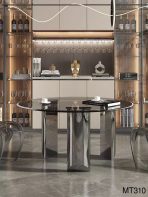 Rectangular Thick Glass Dining Table | Stainless Steel Base + 12mm Tempered Glass - Image 3