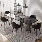 Beveled Thick Glass Art Dining Table | 12mm Beveled Tempered Glass + Stainless Steel Art Legs - Image 3