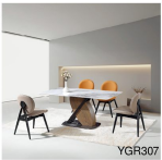 Luxury Sintered Stone Dining Table | Solid Wood + Stainless Steel + Sintered Stone (Tianshan Snow) - Image 2