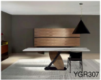 Luxury Sintered Stone Dining Table | Solid Wood + Stainless Steel + Sintered Stone (Tianshan Snow) - Image 5