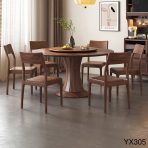 Walnut Wood Round Dining Table with Lazy Susan | Solid Wood + Built-In Rotating Tray - Image 3