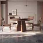 Walnut Wood Geometric Rotating Dining Table | Solid Wood + Built-In Lazy Susan - Image 2