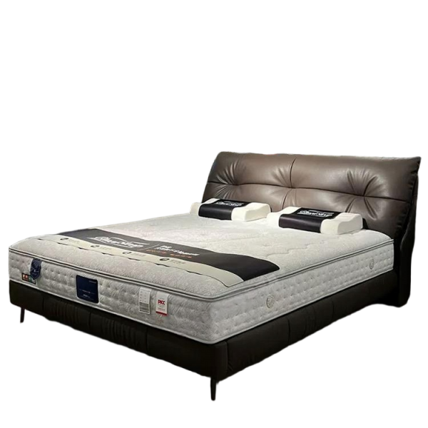 Leather Upholstered Bed | Microfiber/Top-Grain Cowhide + Russian Larch