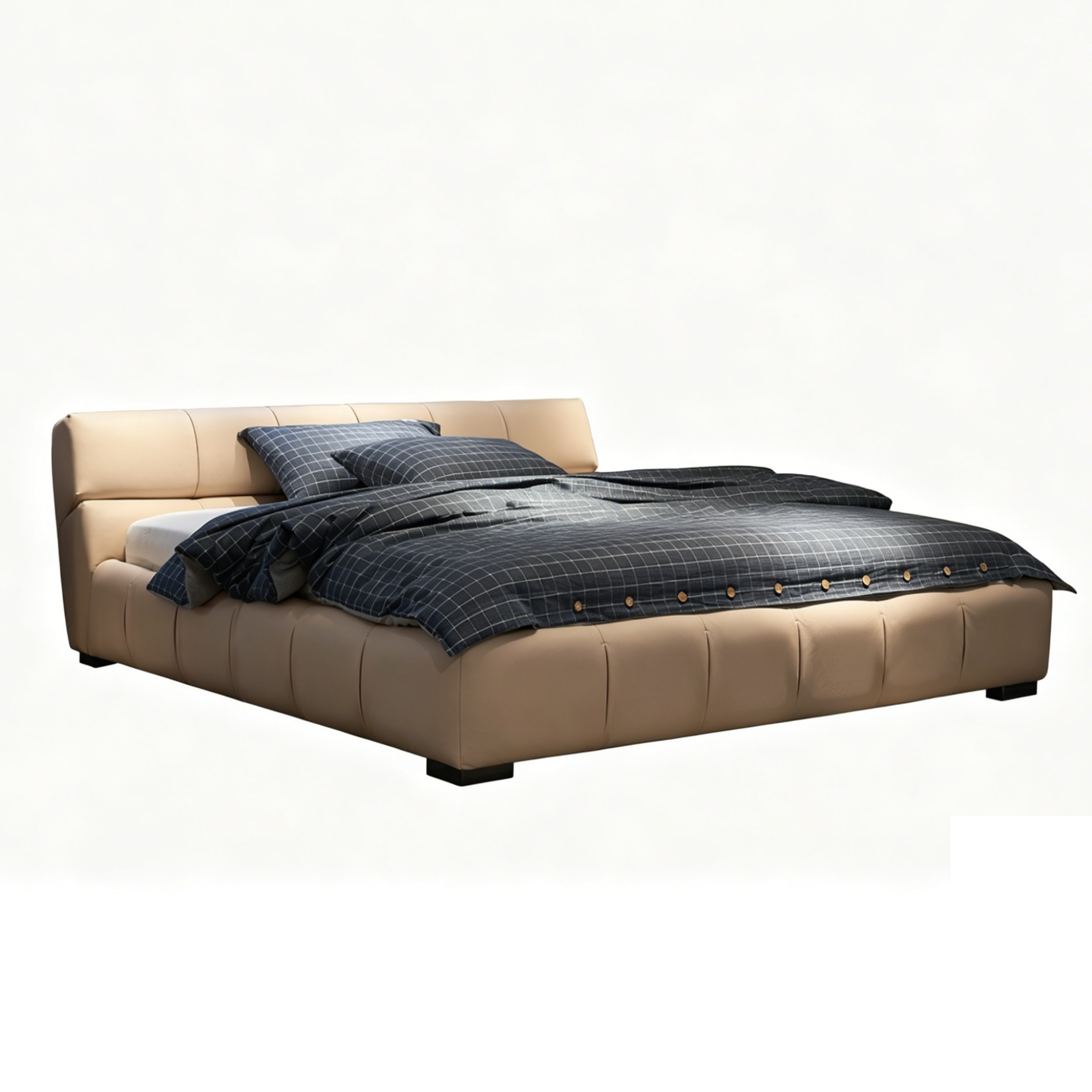 抠图换背景 (3) Luxury Bed Set: Bed Frame + Mattress + Headboard Cushion-2022 bed - Image 1