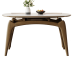 9034 Cat - ear Shaped Modern Minimalist Solid Wood Sintered Stone Dining Table, Creating a Warm Home Dining Atmosphere