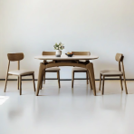 9034 Cat - ear Shaped Modern Minimalist Solid Wood Sintered Stone Dining Table, Creating a Warm Home Dining Atmosphere - Image 2