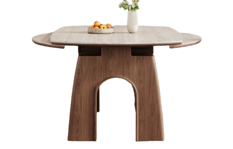 9035 9035 Ancient Coin Rock Plate Surface Jumping Table: Rock Plate + Solid Wood Create an Elegant Dining Space - الصورة 1