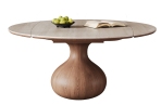 9037 Vase-shaped Rock Slab Surface Extendable Dining Table - Artistic Solid Wood & Rock Slab Dining Table