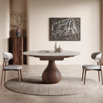 9037 Vase-shaped Rock Slab Surface Extendable Dining Table - Artistic Solid Wood & Rock Slab Dining Table - Image 2