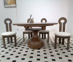 9037 Vase-shaped Rock Slab Surface Extendable Dining Table - Artistic Solid Wood & Rock Slab Dining Table - Image 4