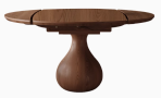 9037 Vase-shaped Solid Wood Surface Extendable Dining Table, Artistic-shaped Solid Wood Texture Dining Table
