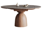 9038 Mushroom Jumping Platform Dining Table Rock/Solid Wood Dual Material Scalable Round Table