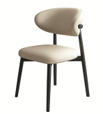 C801 Edge-Wrapped Chair, Solid Wood Base & Microfiber Leather Backrest, Modern Minimalist Dining Chair for Home Use