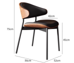 C810 Ems Chair Minimalist Light Luxury Carbon Steel+Microfiber Leather Home Comfortable Dining Chair - Image 2
