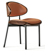 C810 Ems Chair Minimalist Light Luxury Carbon Steel+Microfiber Leather Home Comfortable Dining Chair