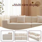 H-035# 2.0m Compressible Linen Fabric Sofa, Modern Minimalist Block Straight Sofa - Image 3