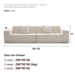 H-035# 2.0m Compressible Linen Fabric Sofa, Modern Minimalist Block Straight Sofa - Image 4