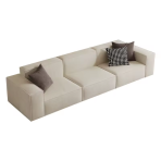 H-035# 2.0m Compressible Linen Fabric Sofa, Modern Minimalist Block Straight Sofa