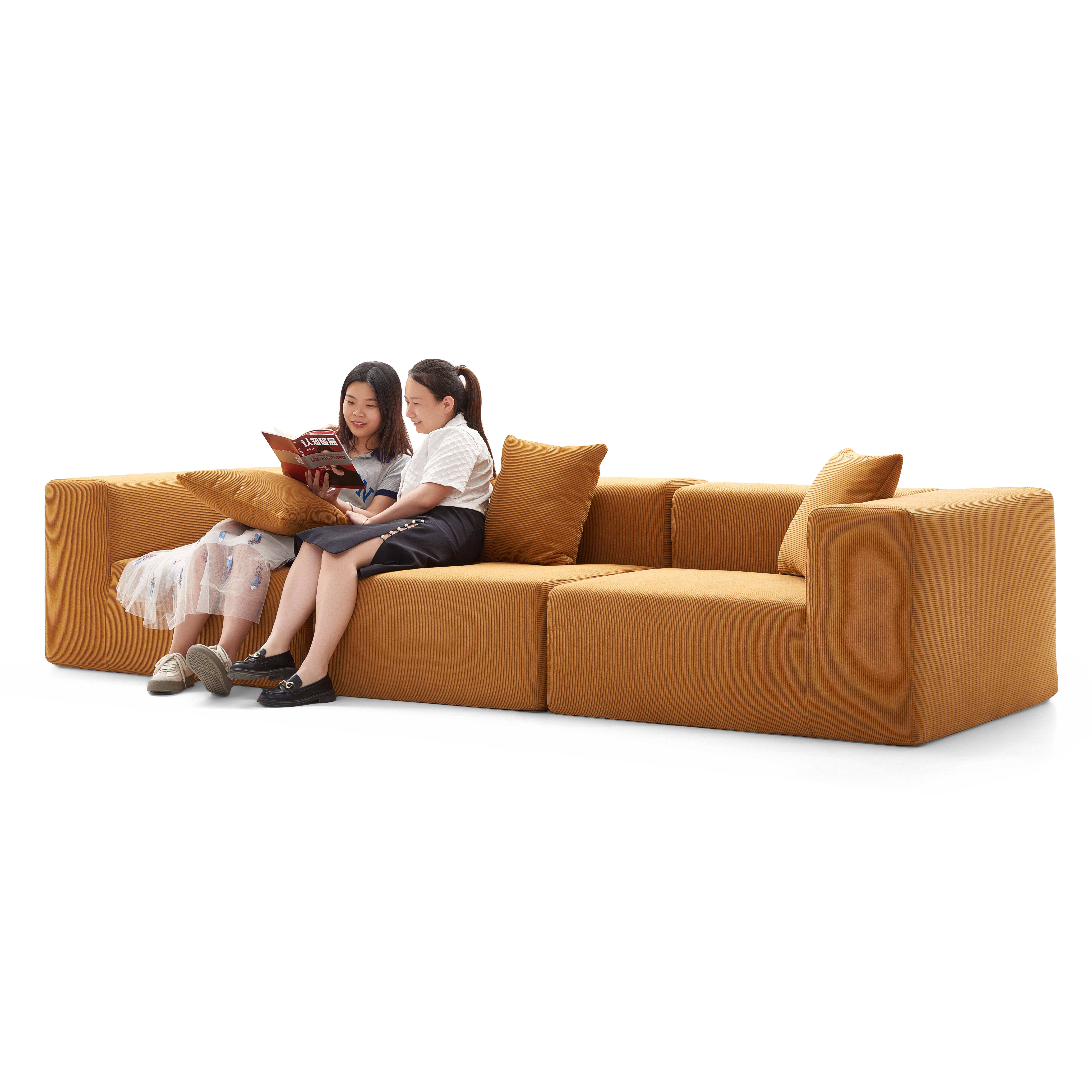 H-036# Compressible Corduroy Block Sofa, Modern Minimalist Fabric Sofa