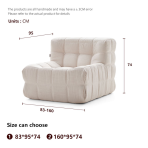 H-037# Compressible Chenille Velvet Block Sofa, Modern Minimalist Sofa - Image 6