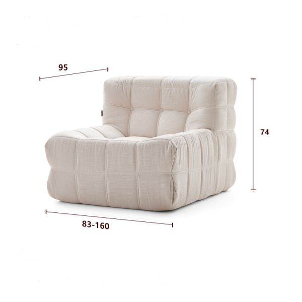 H-037# Compressible Chenille Velvet Block Sofa, Modern Minimalist Sofa