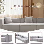 H-033# Compressible Corduroy Fabric Sofa, Modern Minimalist Block Straight Sofa - Image 6