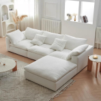 H-022# Compressible Linen Fabric Sofa, Modern Minimalist Modular Straight Sofa - Image 2