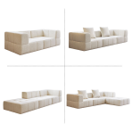 H-052# Compressible Flannel Block Sofa, Modern Minimalist Fabric Sofa - Image 6
