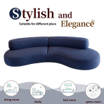⁦H-030# Curved Modular Fabric Sofa | Skin-Friendly Teddy Fleece High-Resilience Sponge Filling⁩ - الصورة ⁦9⁩