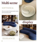 ⁦H-030# Curved Modular Fabric Sofa | Skin-Friendly Teddy Fleece High-Resilience Sponge Filling⁩ - الصورة ⁦3⁩
