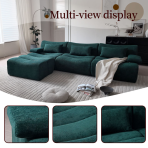 H-031# Retro Dark Green Flannel Modular Sofa Lazy Style Large Space Combination Sofa - Image 6