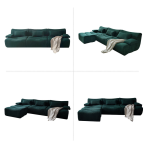H-031# Retro Dark Green Flannel Modular Sofa Lazy Style Large Space Combination Sofa - Image 4