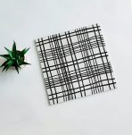 300×300mm Embossed Glossy Geometric Line Tiles, Black-White/Blue-White Grid Non-Slip Floor Tiles, AT33016/AT33017